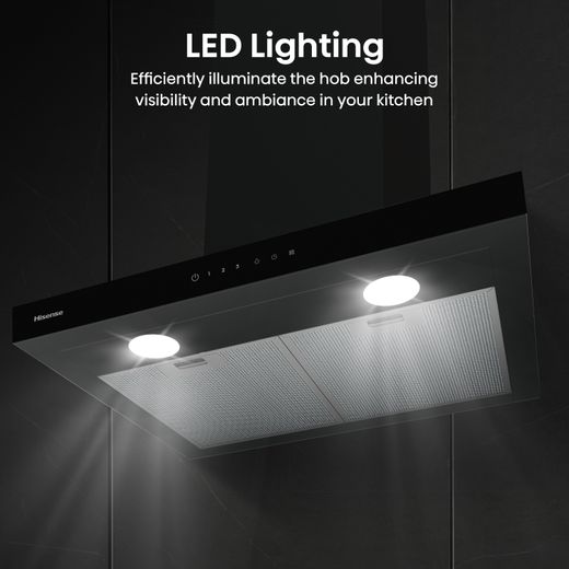 Hisense CH6T14BBUK 60cm Chimney Cooker Hood - Black - Annotation - LED lighting