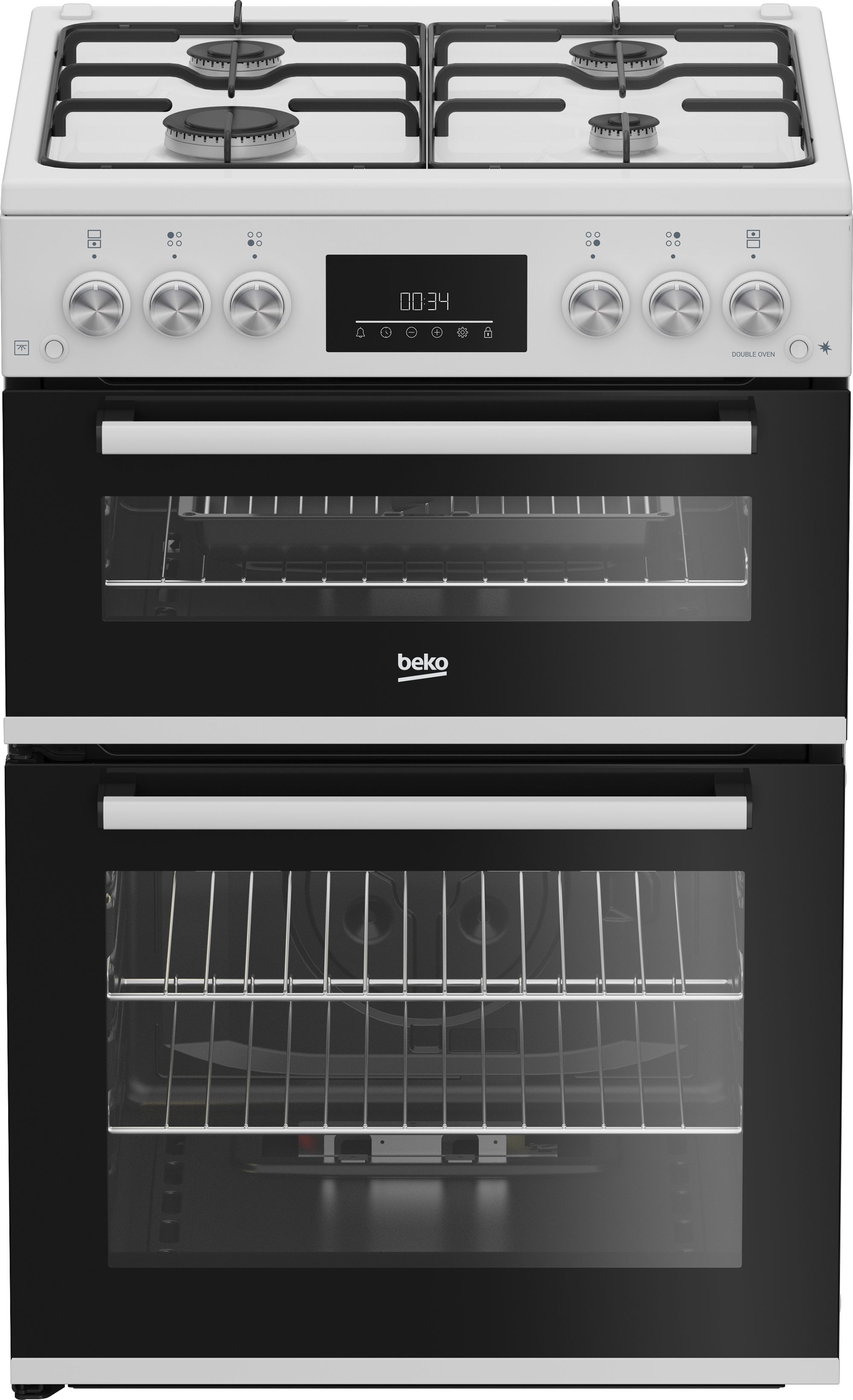 Image of Beko FDG6231CW 60cm wide Double Oven Gas Cooker - White - A Rated, White