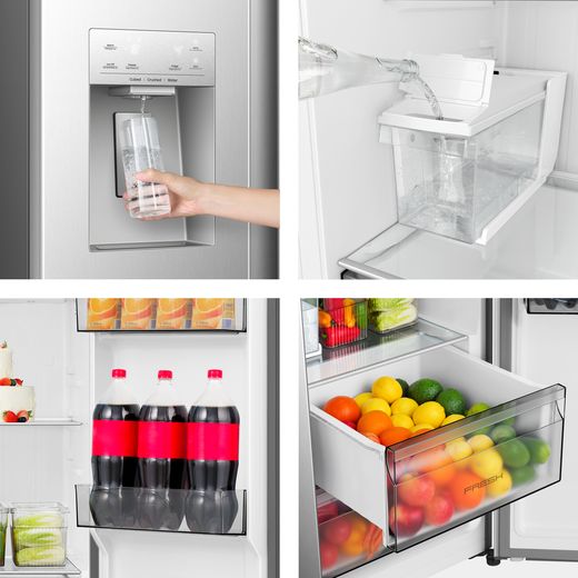 Hisense American Fridge Freezer - Stainless Steel  - close up detail shot