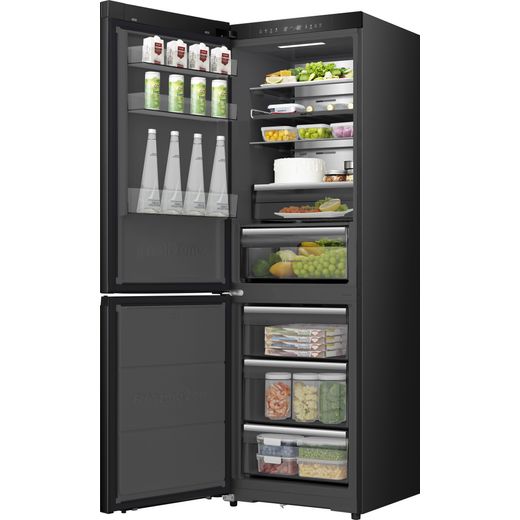 Hisense KitchenFit Eclipse Series 60/40 Total No Frost Fridge Freezer - Black / Stainless Steel - Left perpsective shot