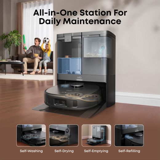 Eufy X10 Pro Omni Robotic Vacuum Cleaner - Black - Annotation - All in one shot