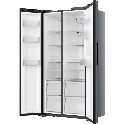 Hoover H-FRIDGE 700 MAXI American Fridge Freezer - Silver  - Left perpsective with door open shot
