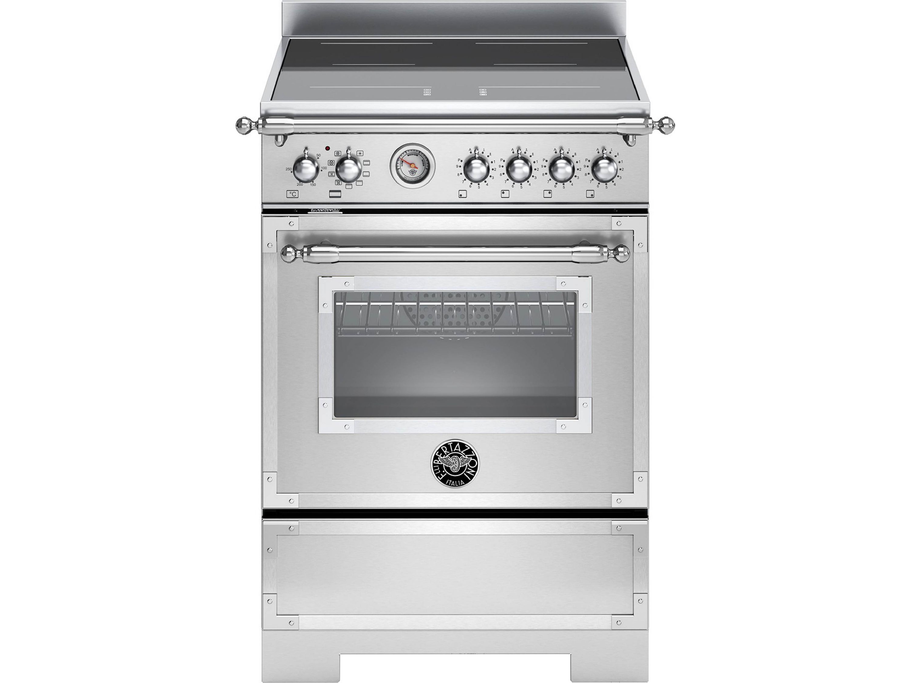 Bertazzoni Heritage Series HER64I1EXT2 60cm Wide Single Oven Electric Cooker with Induction Hob Steel A Rated Stainless Steel