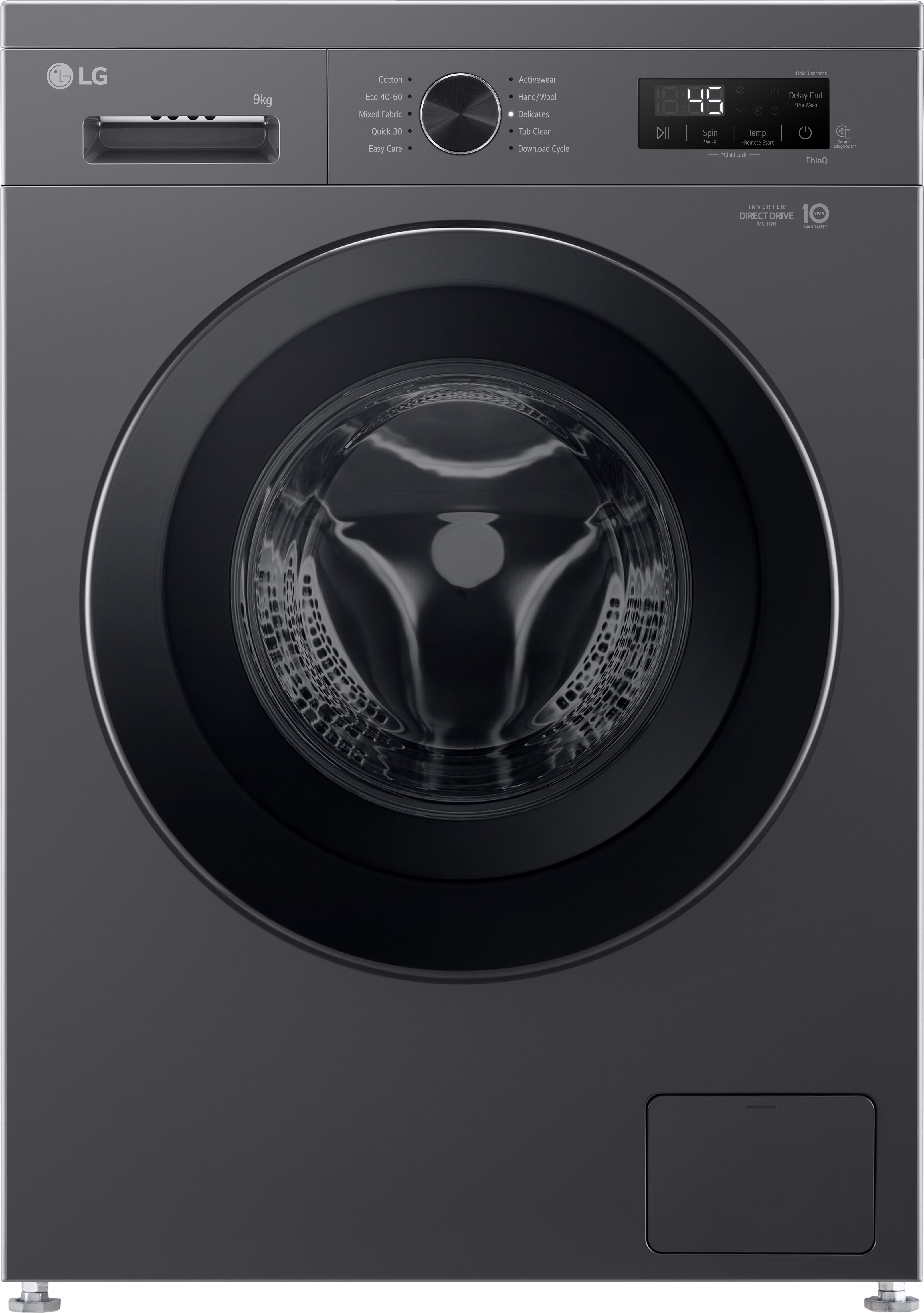 Image of LG X10 Series Direct Drive™ F4X1009NMK 9kg WiFi Connected Washing Machine with 1400 rpm - Slate Grey - A Rated, Grey