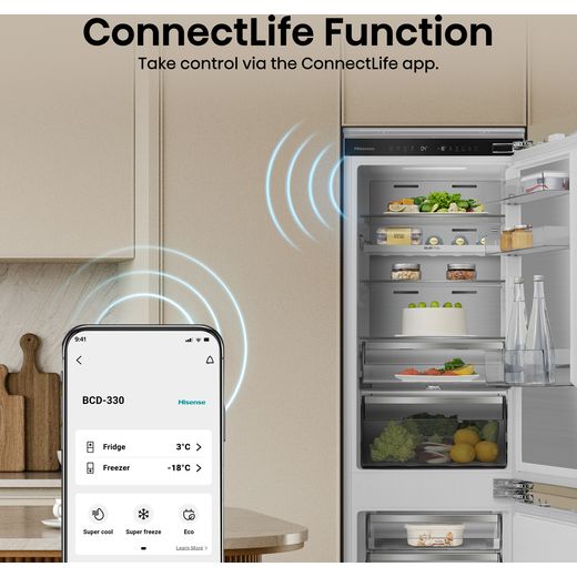 Hisense RB5B250SSWC1 Wifi Connected 54cm 60/40 No Frost Fridge Freezer - White - Annotation - Connect life shot