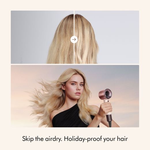 Dyson Supersonic Travel™ Hair Dryer - Ceramic Pink / Rose Gold - Annotation - holiday proof hair shot
