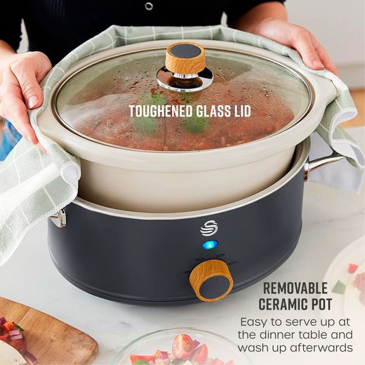 Swan Nordic SF17021GRYN 3.5 Litre Slow Cooker - Slate Grey - Annotation - Removable pot shot