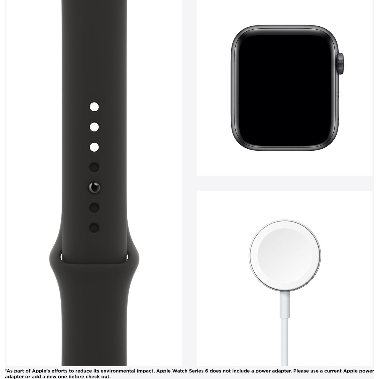 Apple Watch Series 6 44mm Gps Space Grey Aluminium Case With Black Sport Band
