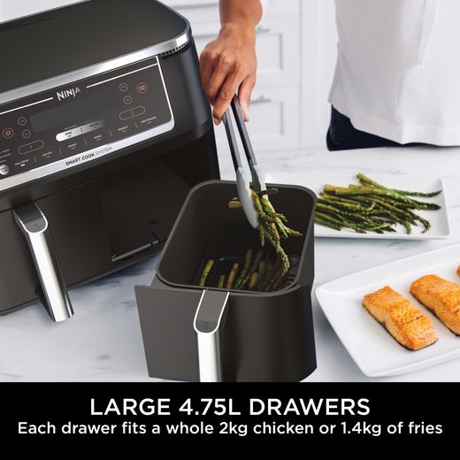 Ninja Foodi Max Dual Zone AF451UK Air Fryer - Black - Annotation - Large drawer shot 