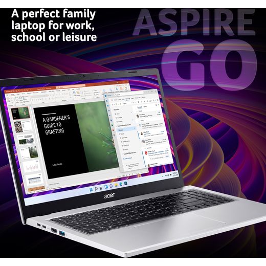 Acer Aspire Go 15 AG15-71P Laptop - Intel® Core™ i5, 512GB SSD, 8 GB RAM - Silver - Annotation - Perfect for families shot