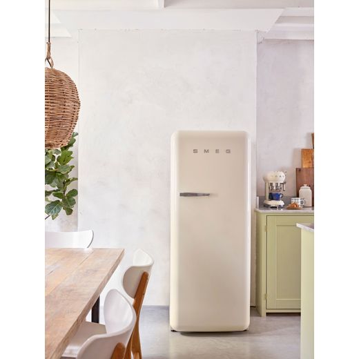 Smeg Right Hand Hinge FAB28RCR6UK 153cm High Small Fridge with Ice Box - Cream - Fridge in kitchen shot