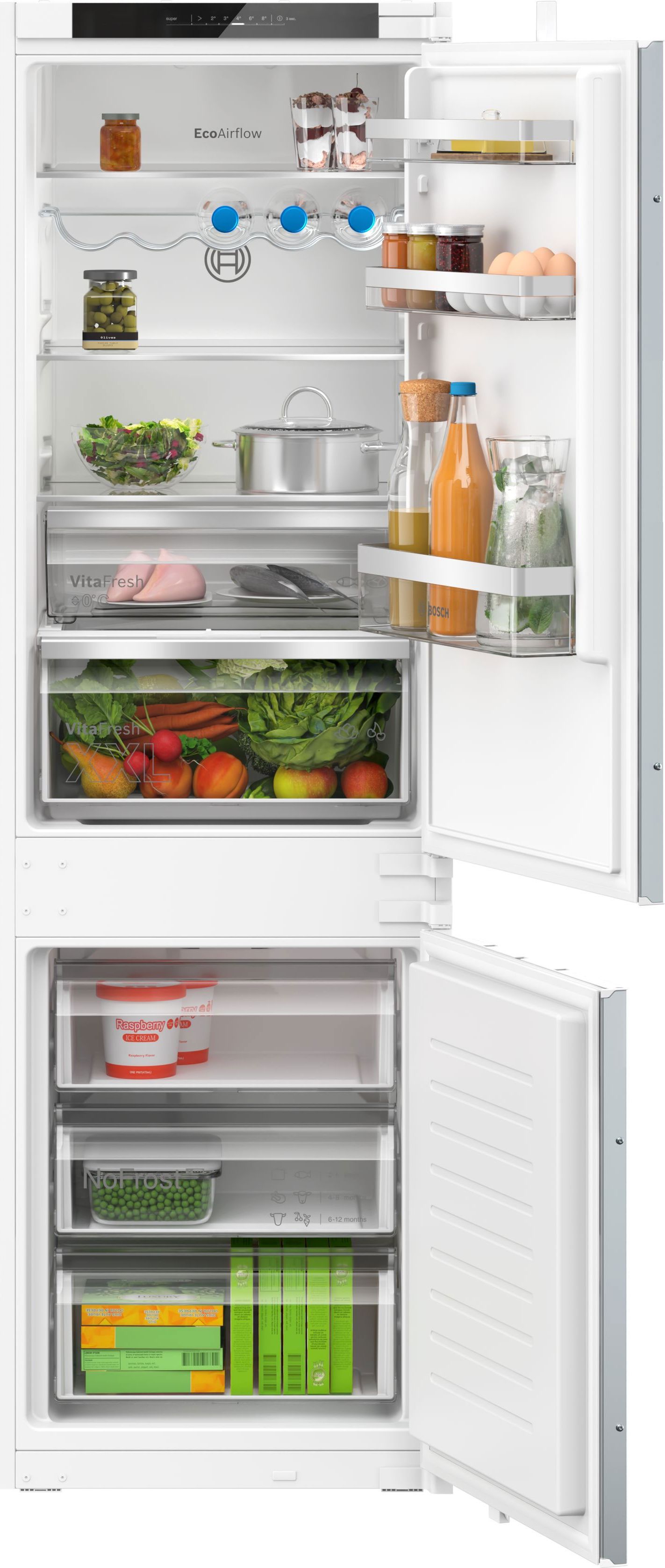 Bosch KIN86VSE0G Built-in Fridge Freezer - VitaFresh - NoFrost - White