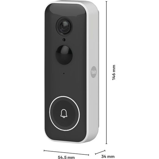 Yale Video Smart Doorbell - - Black SKU: SV-VDB-1A-W - Annotation - Dimension shot 