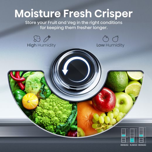 Hisense Integrated 60/40 Total No Frost Fridge Freezer with Fixed Door Fixing Kit - White  - Annotation - Moisture fresh crisper shot