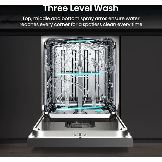 Hisense Standard Dishwasher - Stainless Steel - Annotation - Three level wash