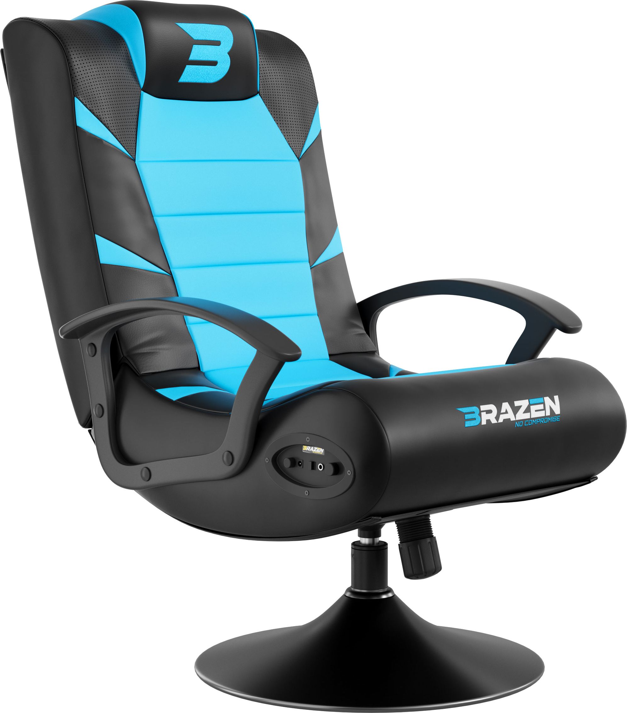BraZen Pride Gaming Chair - Black - Faux Leather - Built-in Speakers