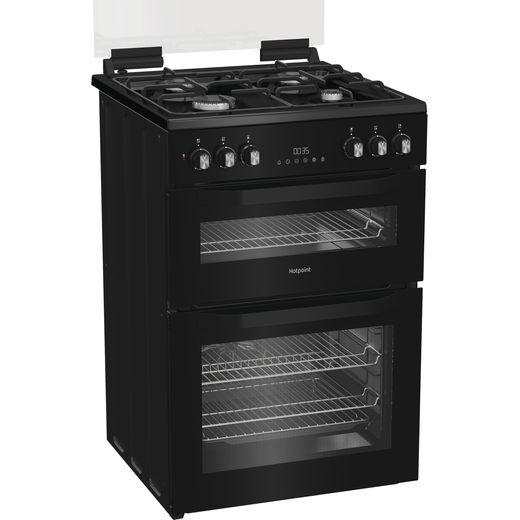 Hotpoint Dual Fuel Cooker - Black - Right perspective