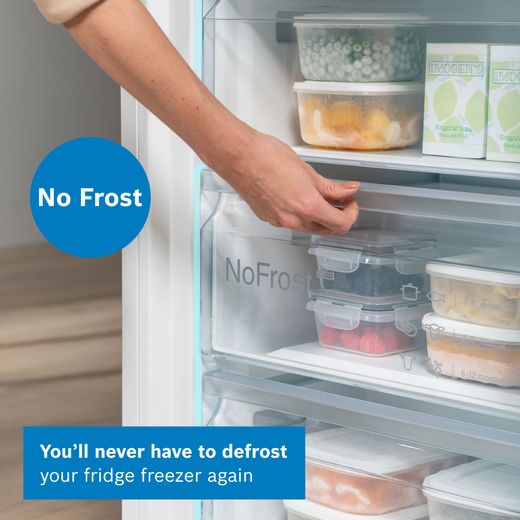 Bosch Series 4 60/40 Frost Free Fridge Freezer - White - Annotation - No frost shot