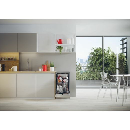 Hoover Slimline Dishwasher - Stainless Steel - Dishwasher with door open shot