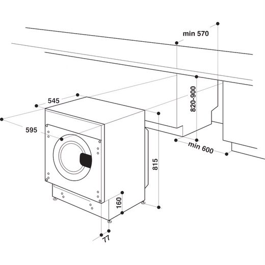 Hotpoint Integrated 7Kg / 5Kg Washer Dryer - White - Dimensions