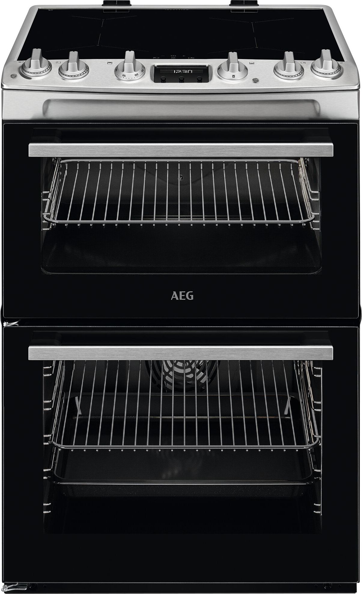 Image of AEG CIX6540ACM 60cm Wide Double Oven Electric Cooker - Stainless Steel - A Rated, Stainless Steel