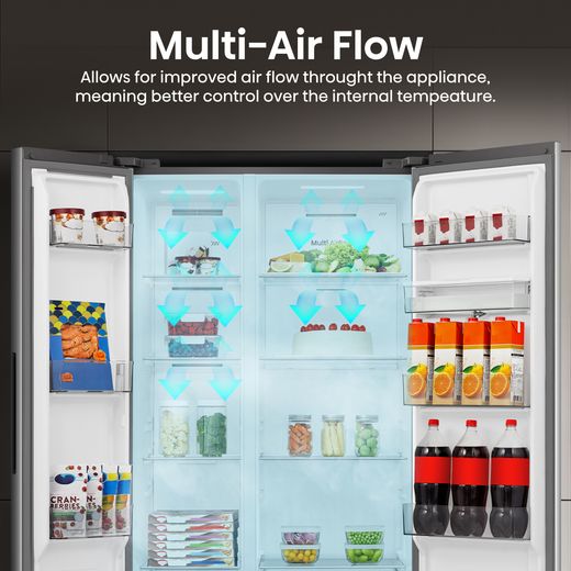 Hisense PureFlat American American Fridge Freezer - Silver - Annotation - Multi Air Flow