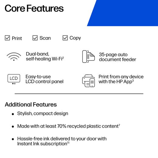 HP DeskJet 4310 Wireless Inkjet Printer includes 3 months Free Instant Ink - Grey - Annotation - Core features