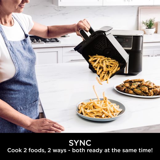 Ninja Foodi Max Dual Zone AF451UK Air Fryer - Black - Annotation - Cook at same time shot 