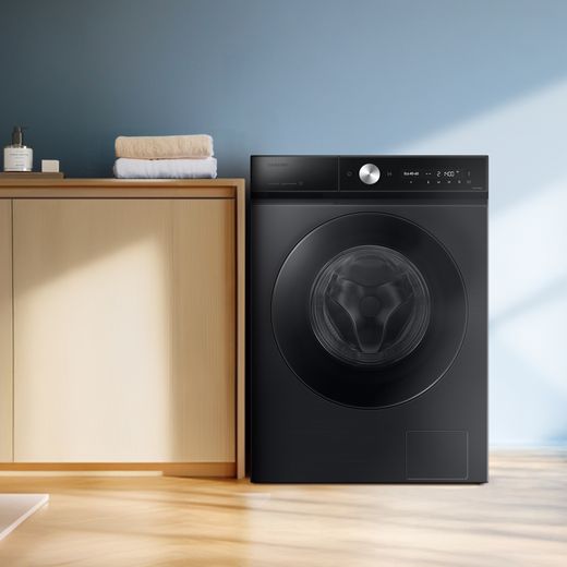 Samsung Series 8 AI Energy ecobubble™ WW11DB8B95GBU1 11kg WiFi Connected Washing Machine with 1400 rpm - Black - Washing machine in room