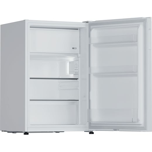 Hoover HONOQ2S58EWK 85cm High Small Fridge with Ice Box - White - Right perpsective with door open shot