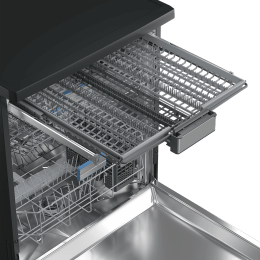 Beko b300 Standard Dishwasher - close up of cutlery tray pulled out