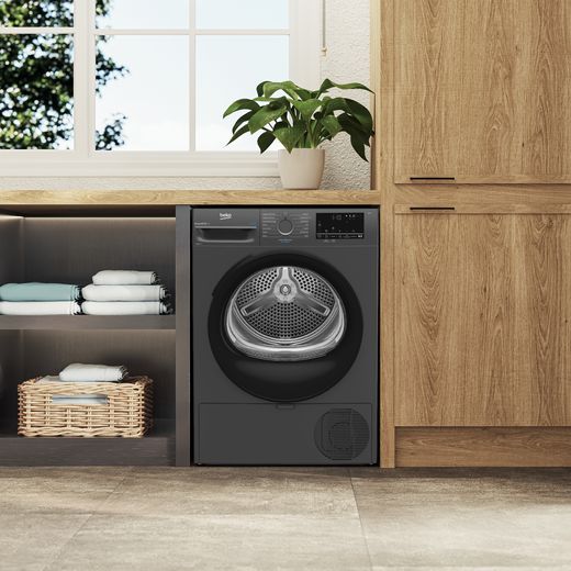 Beko SteamCure BM3T3833A Heat Pump Tumble Dryer - Anthracite - Tumble dryer in laundry room