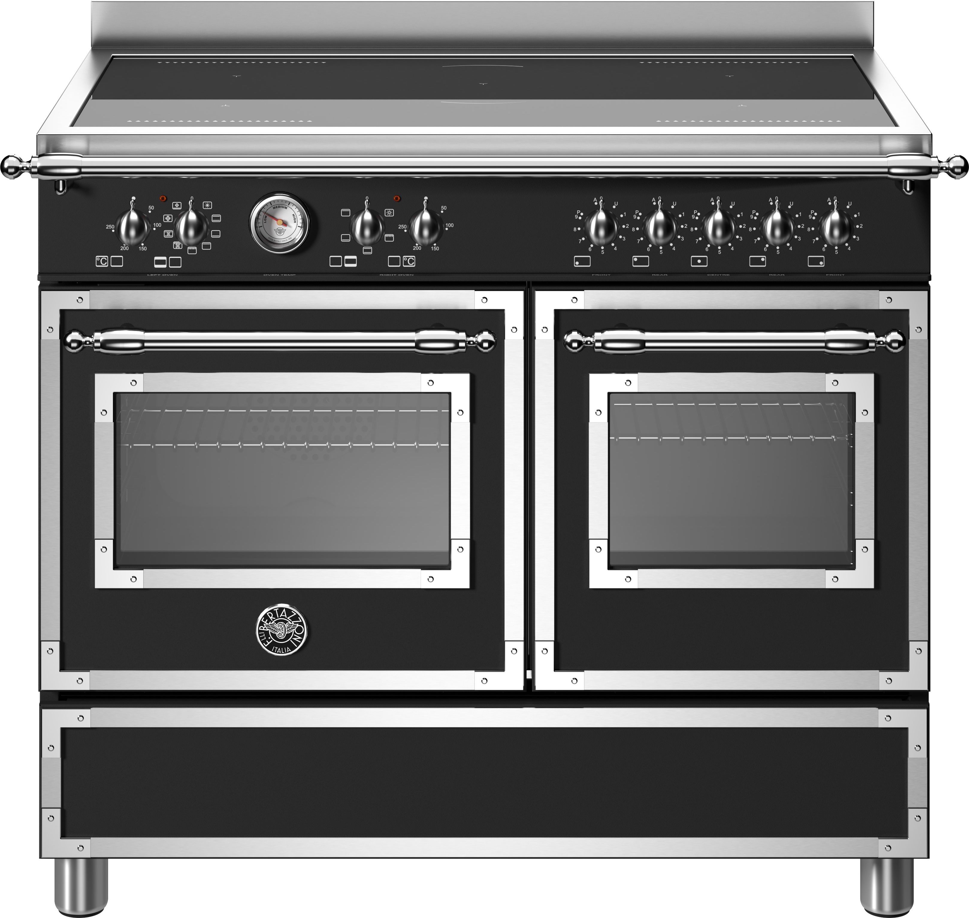 Bertazzoni HER105I2ENET 100cm Black Induction Range Cooker - 5 Zone Hob - 2 Ovens
