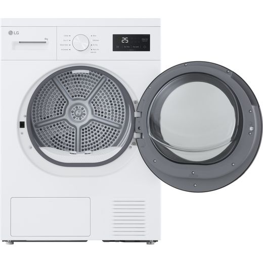LG A10 Series RHA1008NWK 8Kg Heat Pump Tumble Dryer - White - Door open