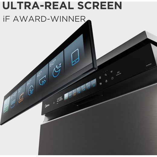 Midea Standard Dishwasher - Dark Inox - annotation - ultra real shot