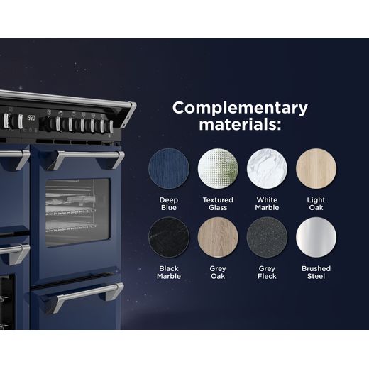 Stoves Richmond Deluxe 110DF 110cm Dual Fuel Range Cooker with Gas Hob - Midnight Blue  - Annotation - Complementary material