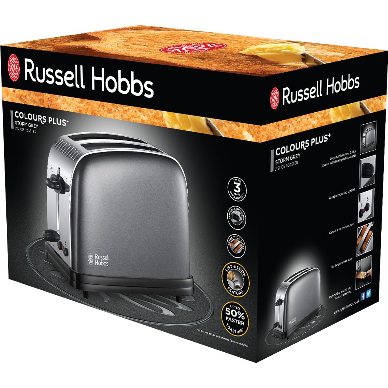 russell hobbs colour plus toaster grey