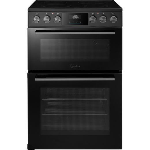 Midea MFO24EME4R118-BK 60cm Wide Double Oven Electric Cooker with Ceramic Hob - Black - Front shot
