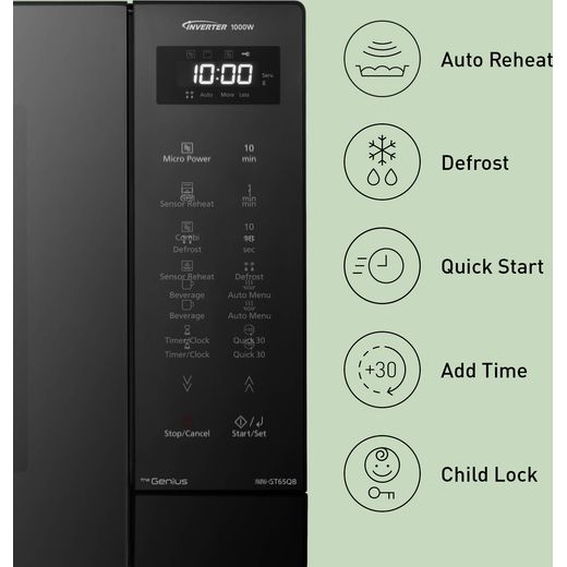 Panasonic NN-ST65QBBPQ 32 Litre 31cm High, Freestanding Small - Black - Annotation - features shot