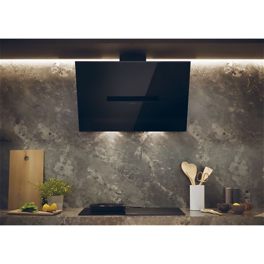 Haier HADG9CBS4BWIFI Wifi Connected 90cm Chimney Cooker Hood - Black - Cooker hood in kitchen shot