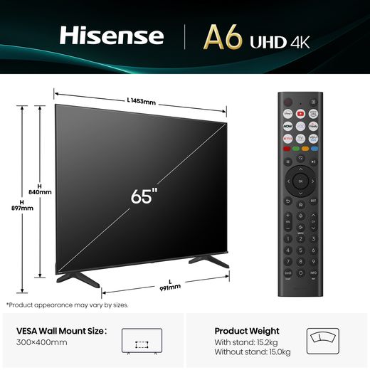 A6Q LED TV - Annotation - Dimension shot 
