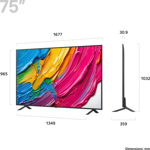 LG QNED80A6 75" 4K Ultra HD MiniLED Smart TV - Dimensions