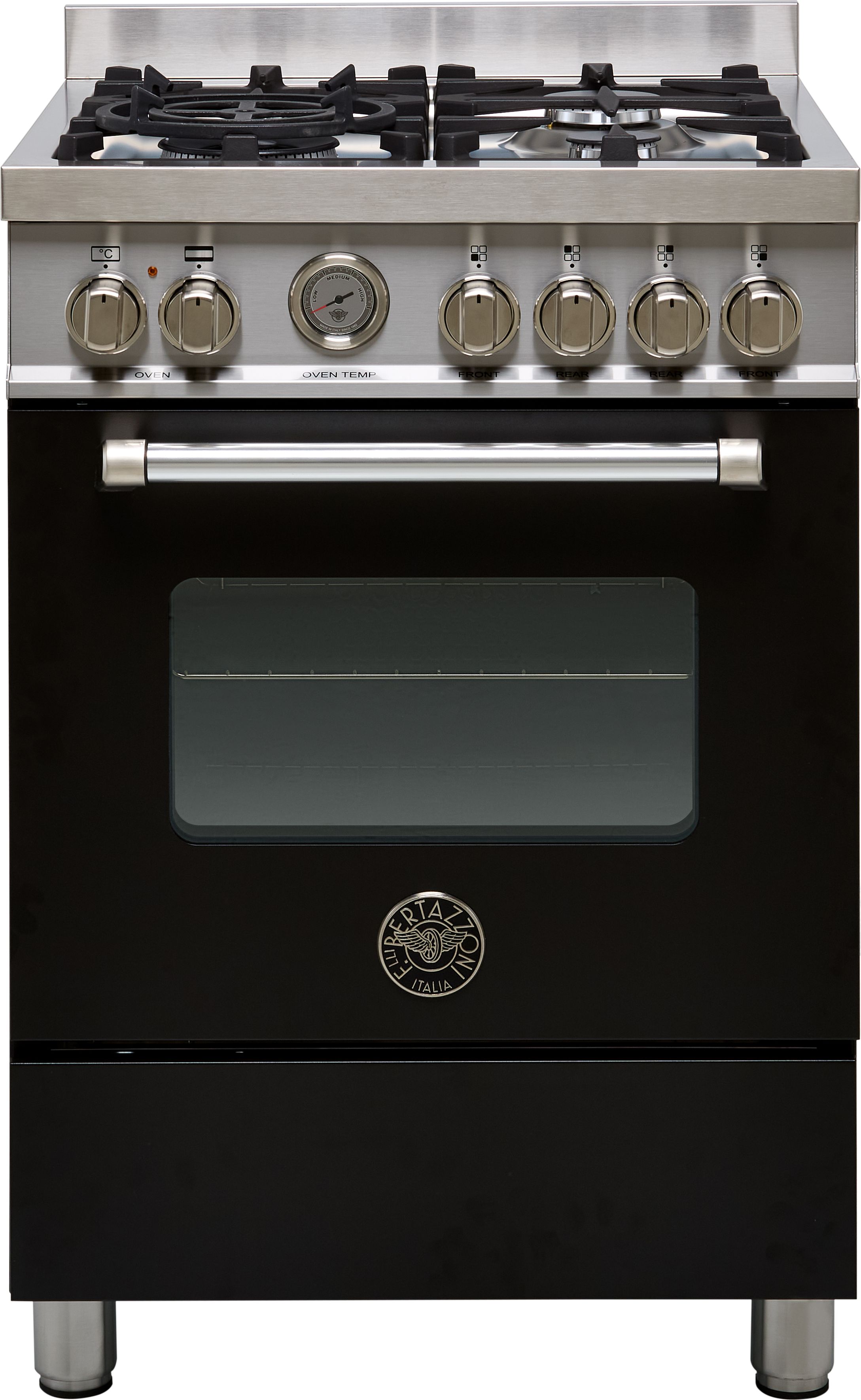 Bertazzoni Master Series MAS64L1ENEC 60cm Freestanding Dual Fuel Cooker - Matt Black - A Rated, Black