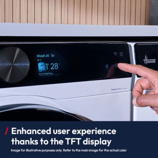Hoover Pro Wash Series 7 HBQD49SBL10JU-80 9kg WiFi Connected Auto Dosing Washing Machine with 1400 rpm - Matte Black - Annotation - TFT display