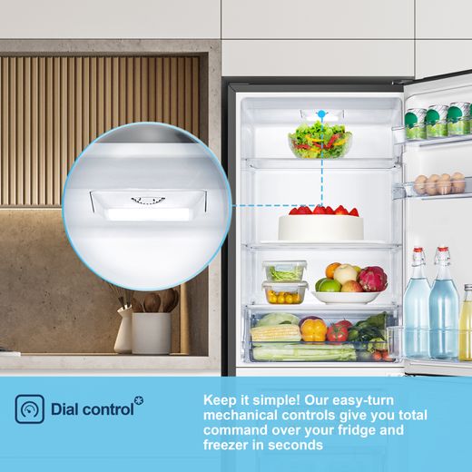 Fridgemaster MC55240EB 174cm Fridge Freezer - Black - Annotation - Dial control