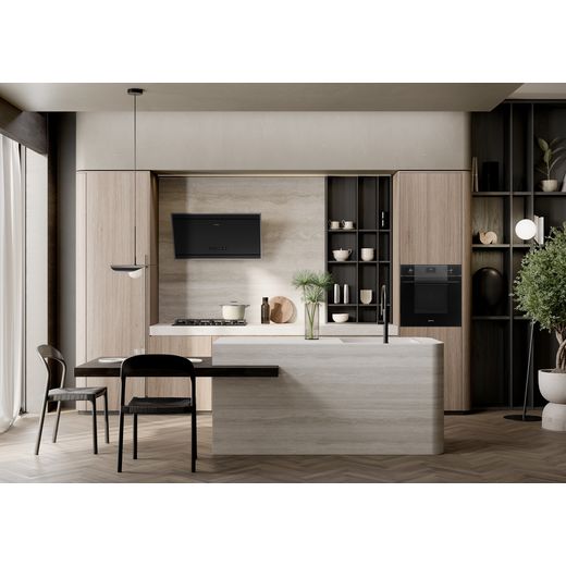 Smeg Linea Electric Single Oven - Black - Oven in cupboard in kitchen shot