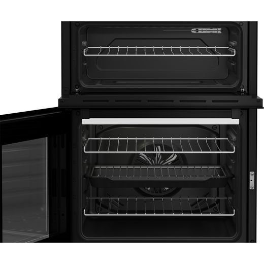 Beko Freestanding Dual Fuel Cooker - White  - Front with door open shot