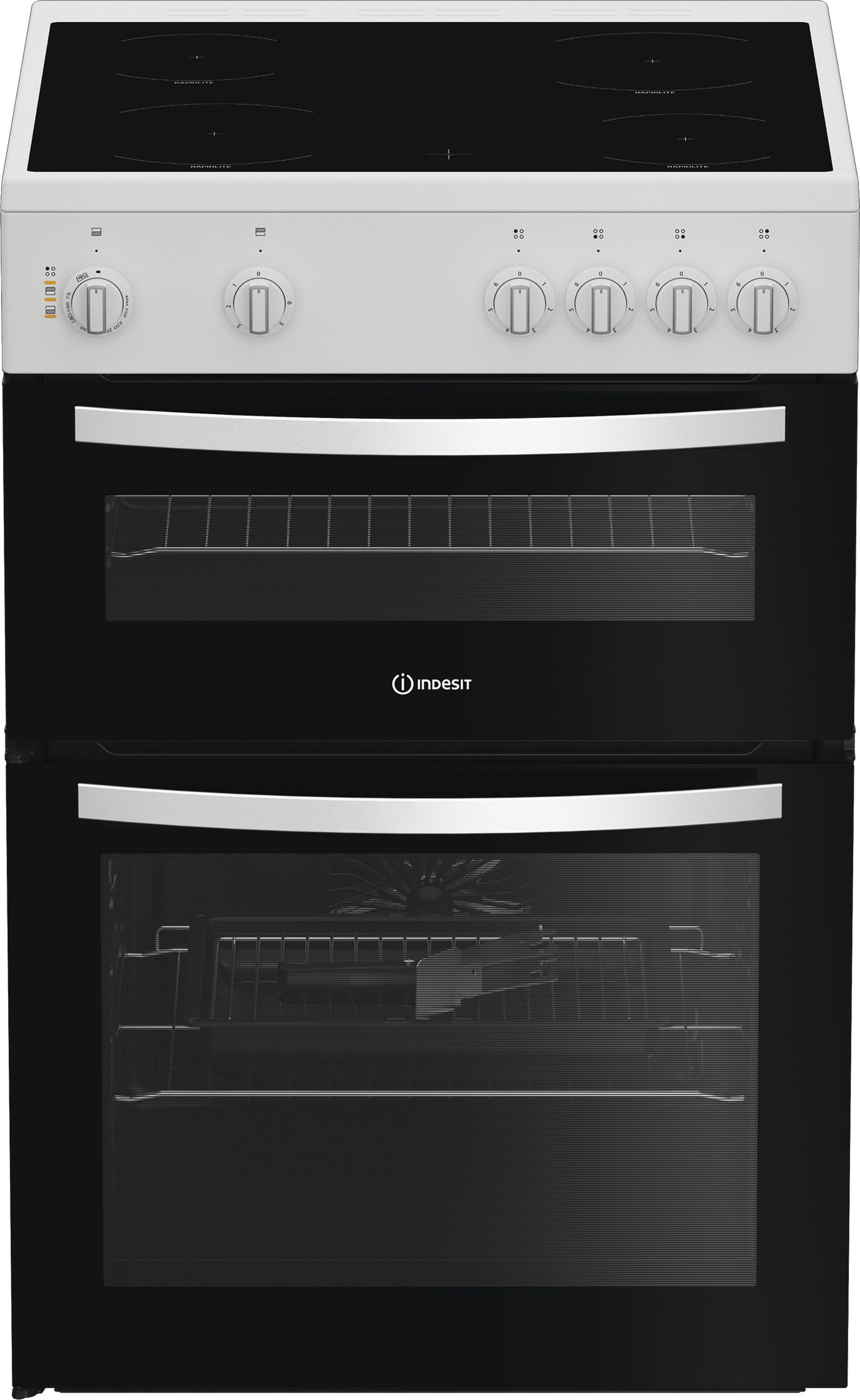 Indesit White 60cm Electric Cooker - 69L Fan Oven - 4 Ceramic Hob Zones