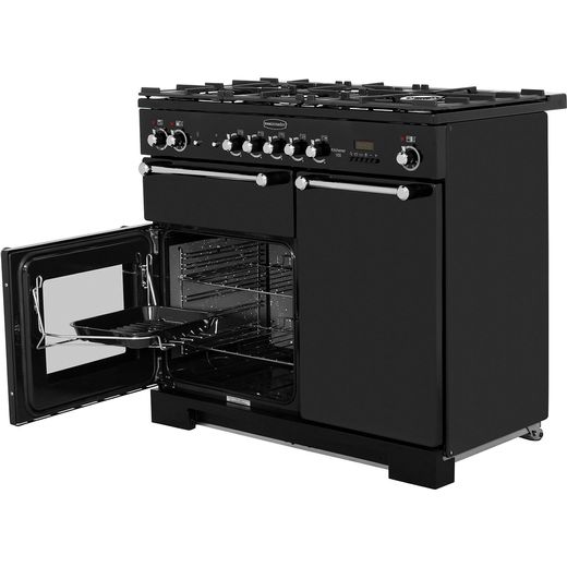 Rangemaster Kitchener 100cm Dual Fuel Range Cooker - Black / Chrome