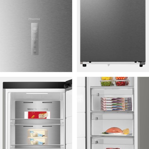 Hisense FT3K310SAIE 186cm Upright Freezer - Silver - close up detail shot